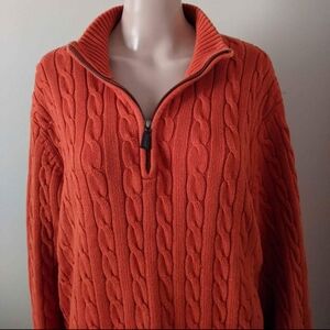 Old Navy cable knit 1/4 zip persimmon sweater, men's XXL